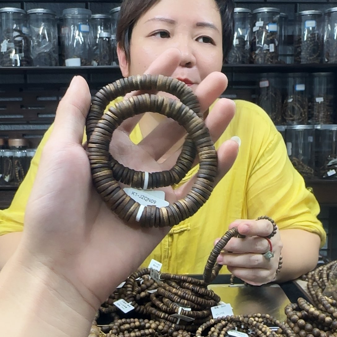沉香手串奇楠沉香片片珠单圈多样性发一