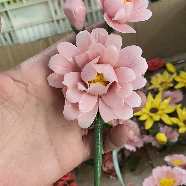 瓷片纯手工陶瓷花摆件1瑕疵