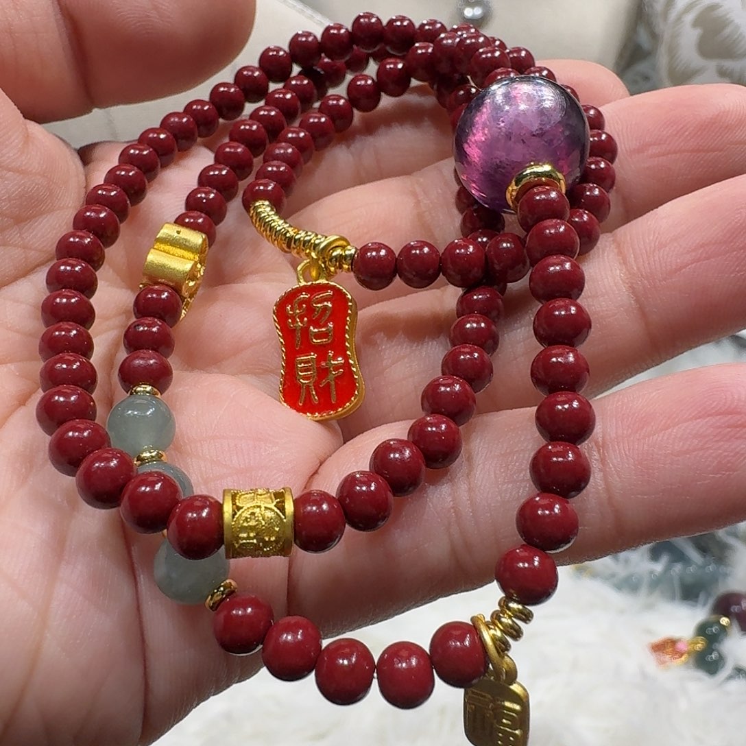 翡翠手链未镶嵌翡翠朱砂手链