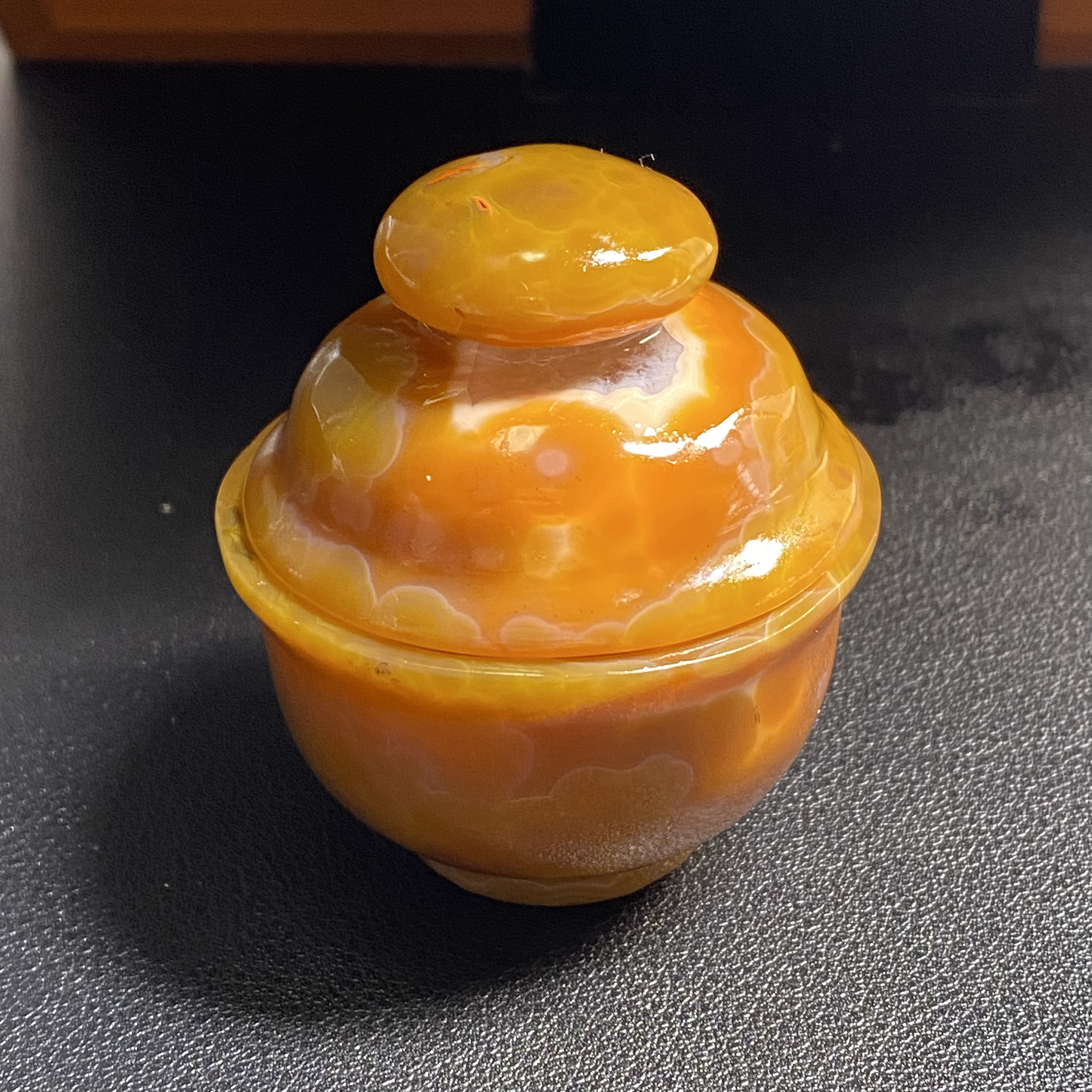 天然战国红玛瑙鸡油黄同料成套55*49茶碗茶具g78