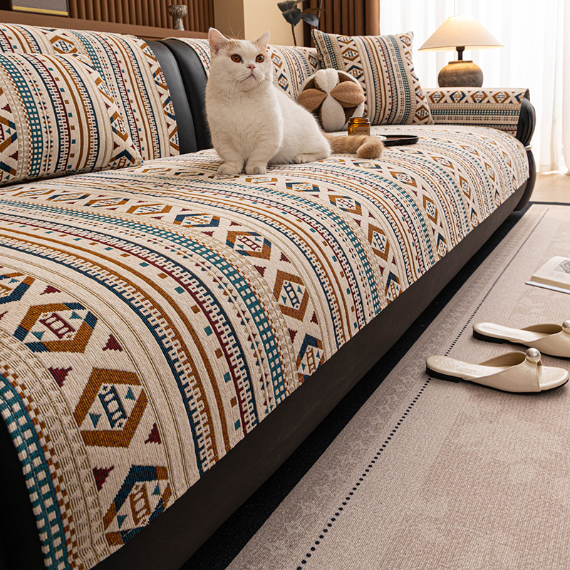 波西米亚民族风雪尼尔沙发垫防滑轻奢高级四季通用防猫抓沙发坐垫