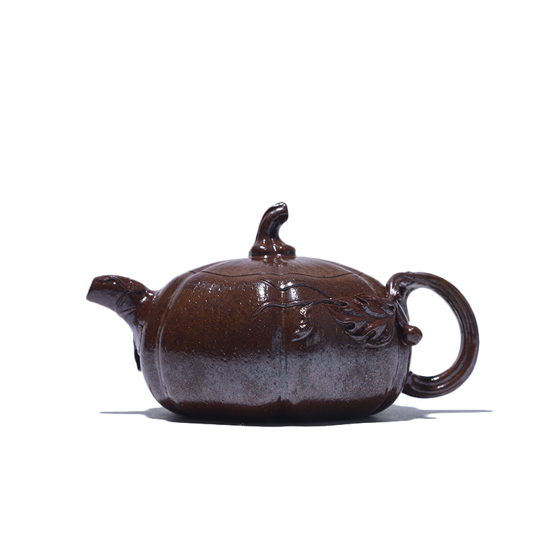 大吉羊柴烧 宜兴手工茶壶 本山绿泥玲珑瓜香（裸烧）120ml徐顺伟