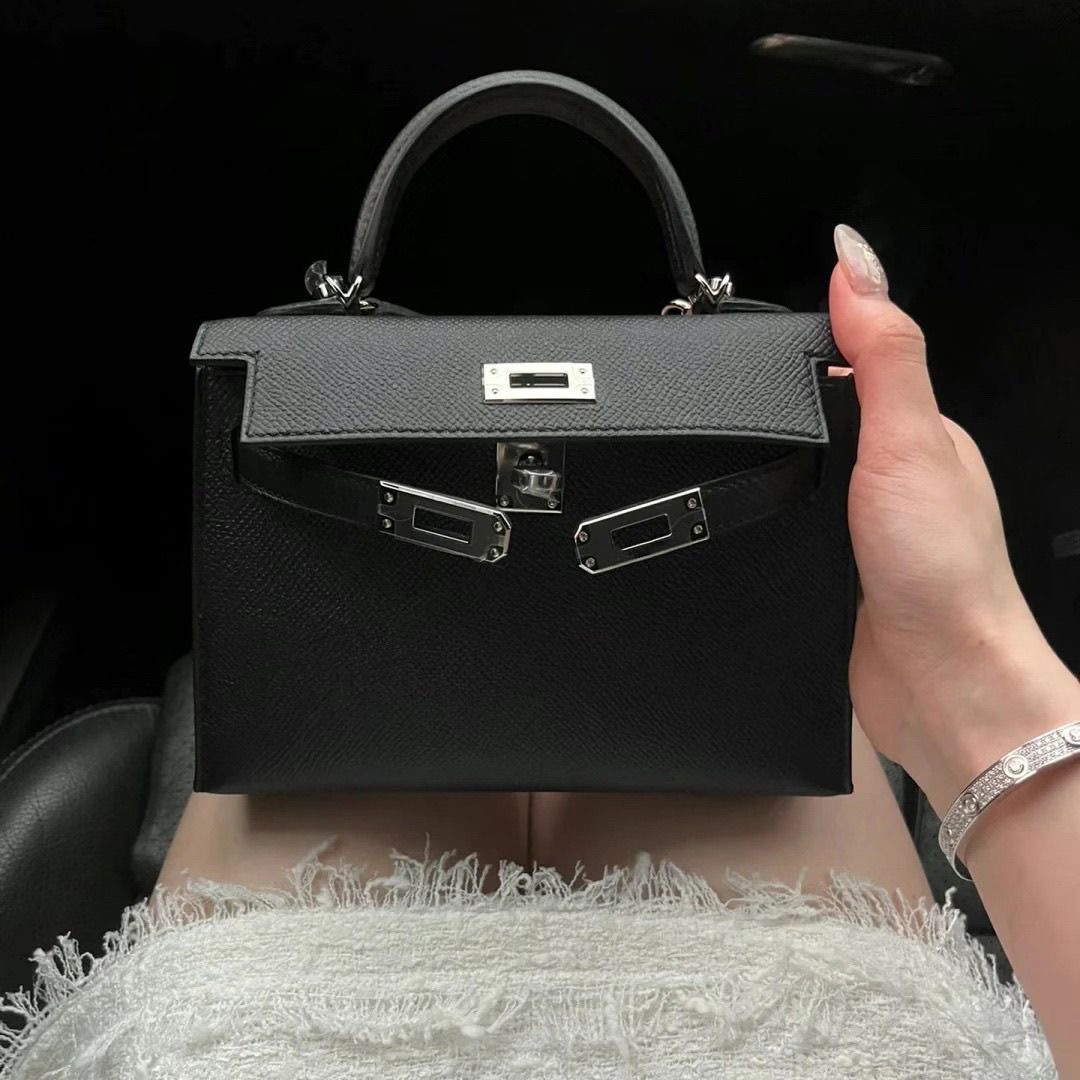 高级感小包包单肩斜挎包洋气手提黑色凯莉包