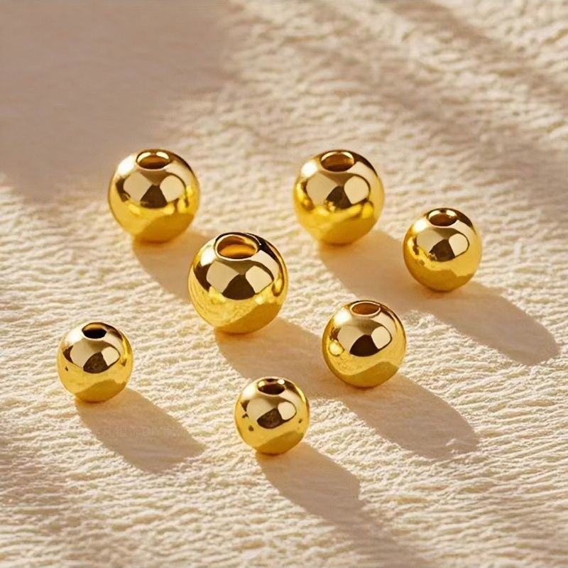 足金精美金珠可DIY搭配编绳的高档配件(拍10颗赠链)