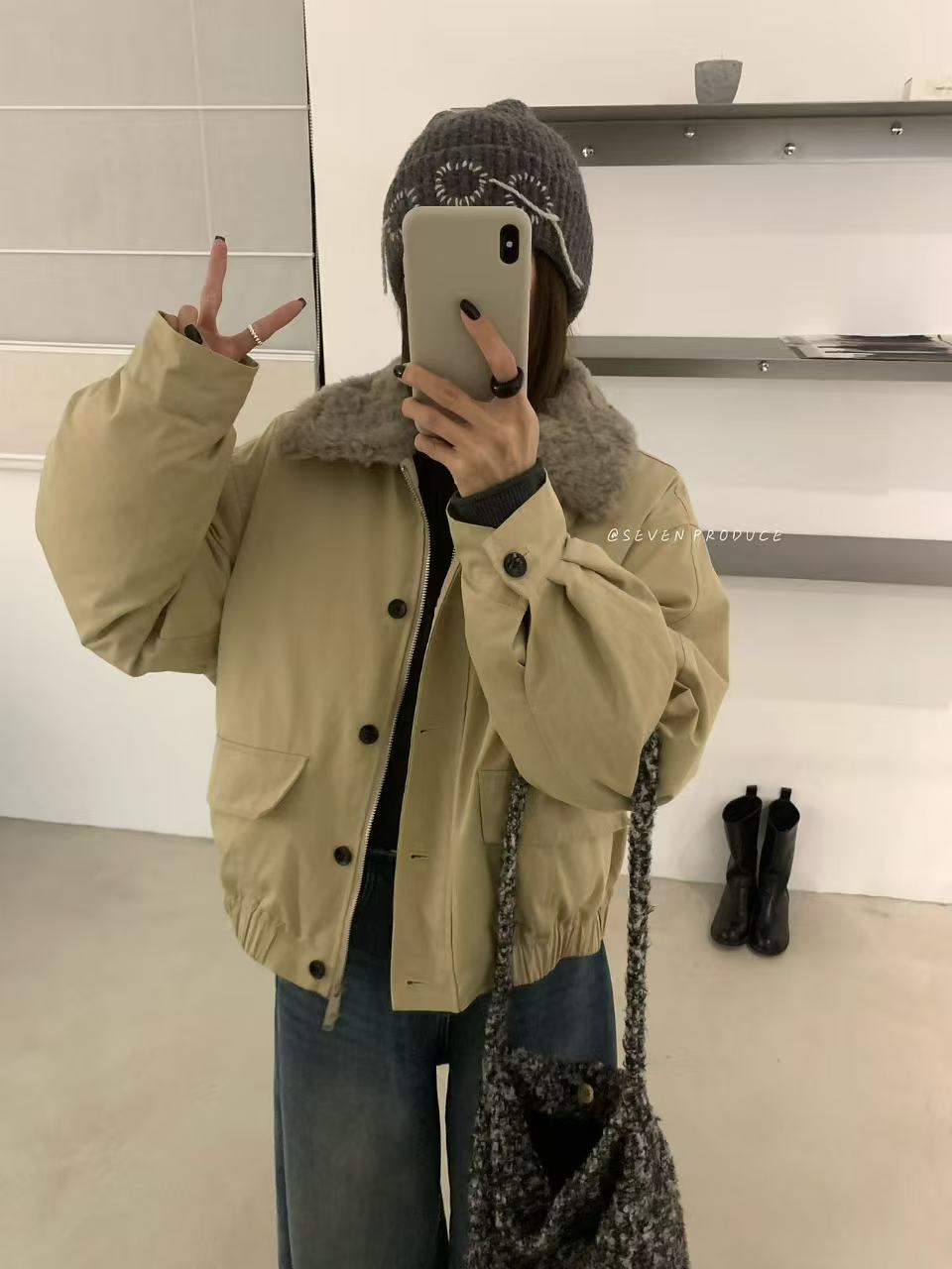 【运费补贴】直筒保暖女长袖纯色翻领棉服宽松立领冬季短款