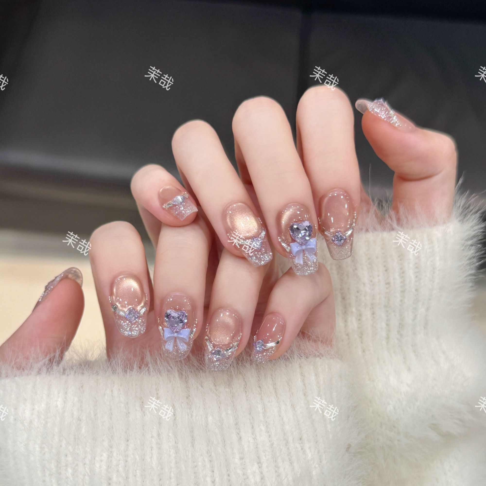 茉哉现货【丁香结】纯手工定制美甲拆卸穿戴甲A3989