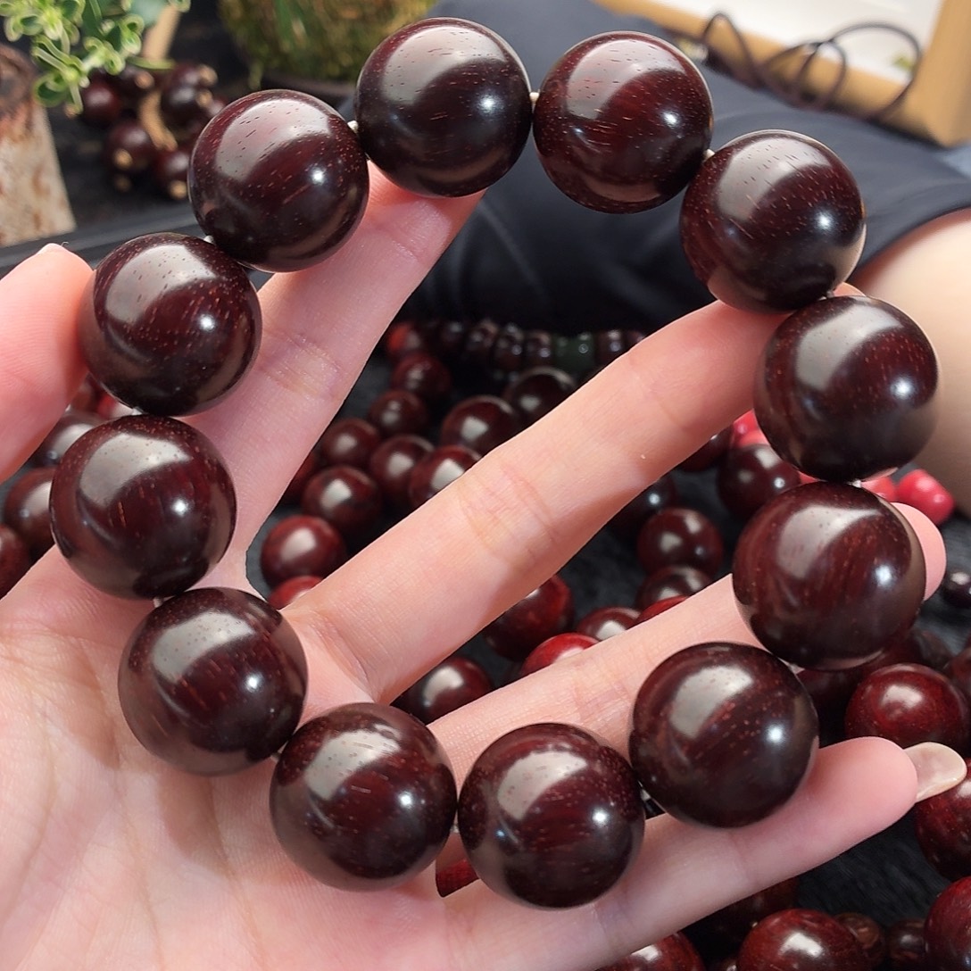 手串/手链小叶紫檀原汁原味顶泥金星