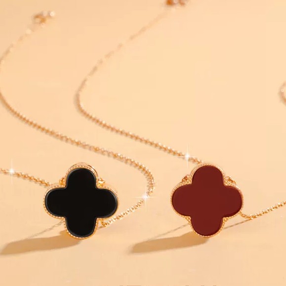 链子925银 Noedic Jewelry 红色四叶925镀金百搭项链