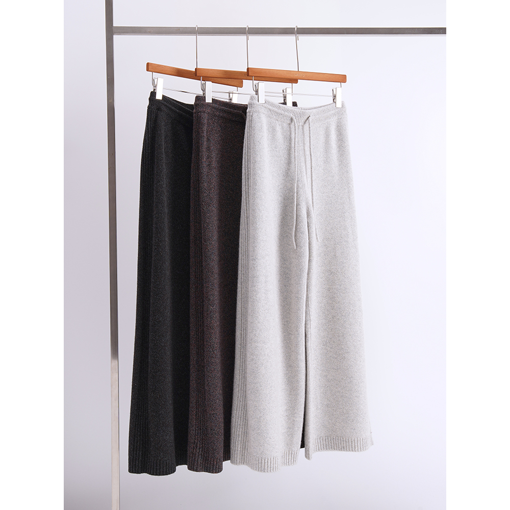 大果store 匠心羊绒系列~26支夹花色慵懒老钱风~松紧腰针织阔腿裤