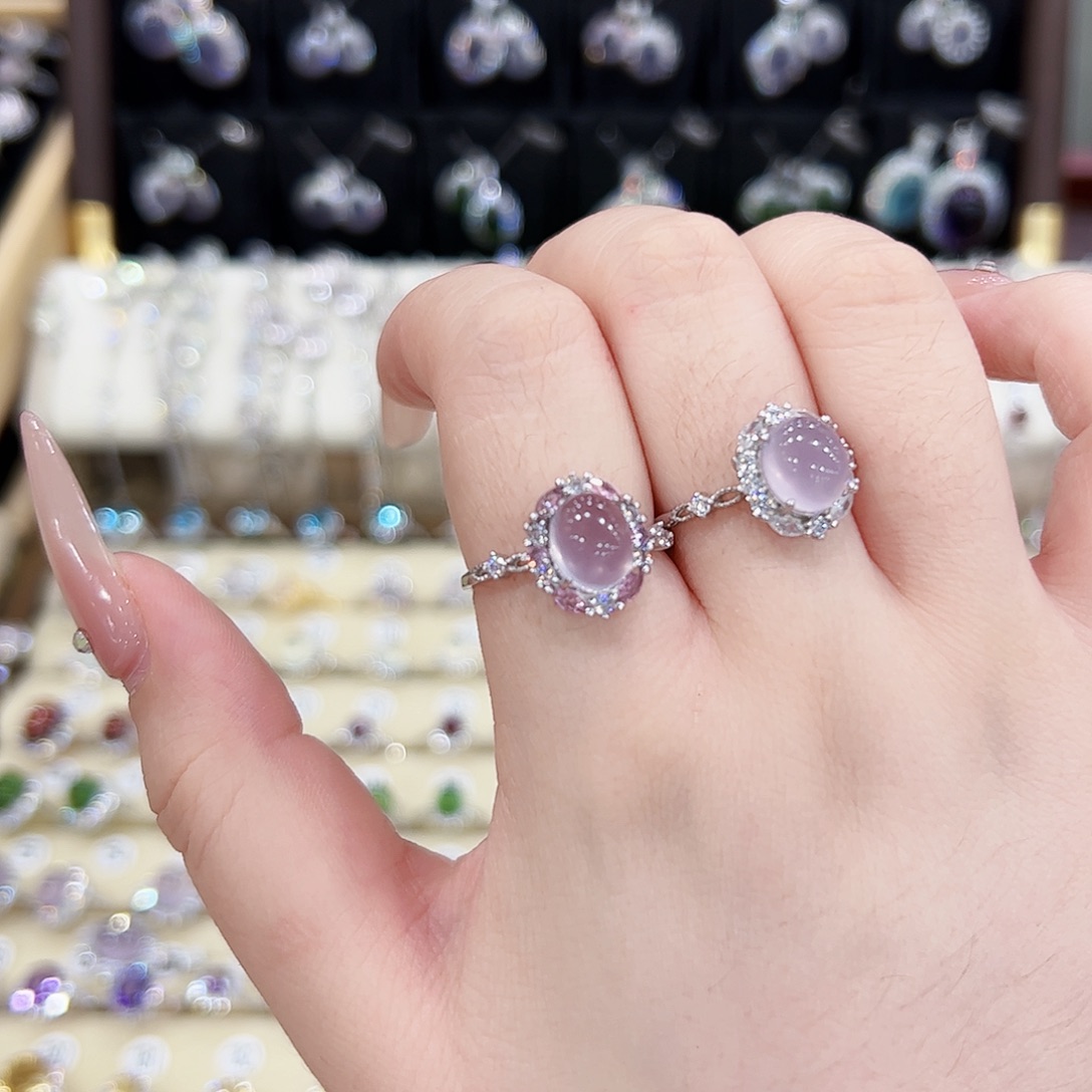 摇***瓶萤石戒指银S925镶嵌