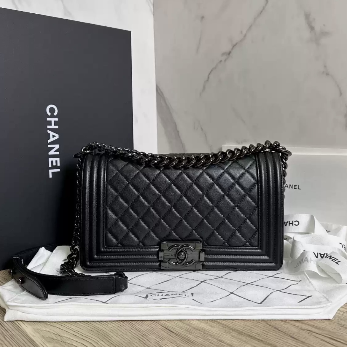 99新 Chanel/香奈儿 【杨贵妃专属】so black 中号 leboy斜挎包