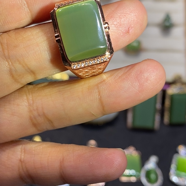 和田玉（碧玉）银S925镶嵌颈饰