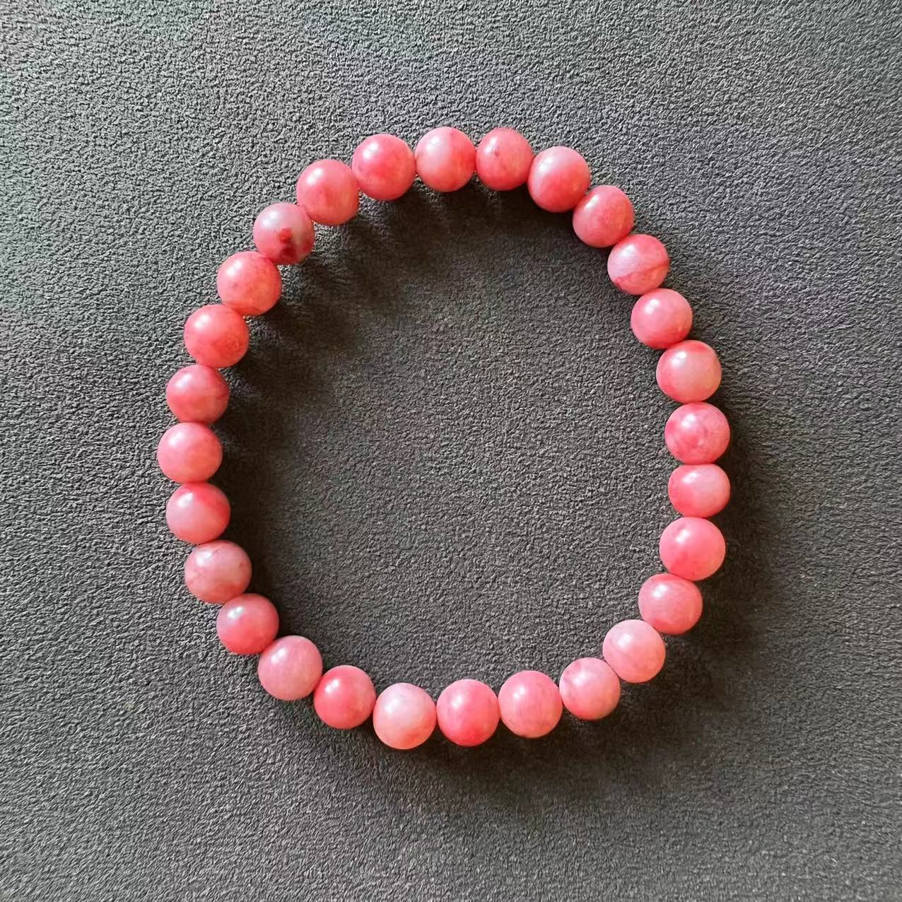 天然辰砂精品玉化料女士手链红袍全透高含量朱砂手工手串素圈单圈