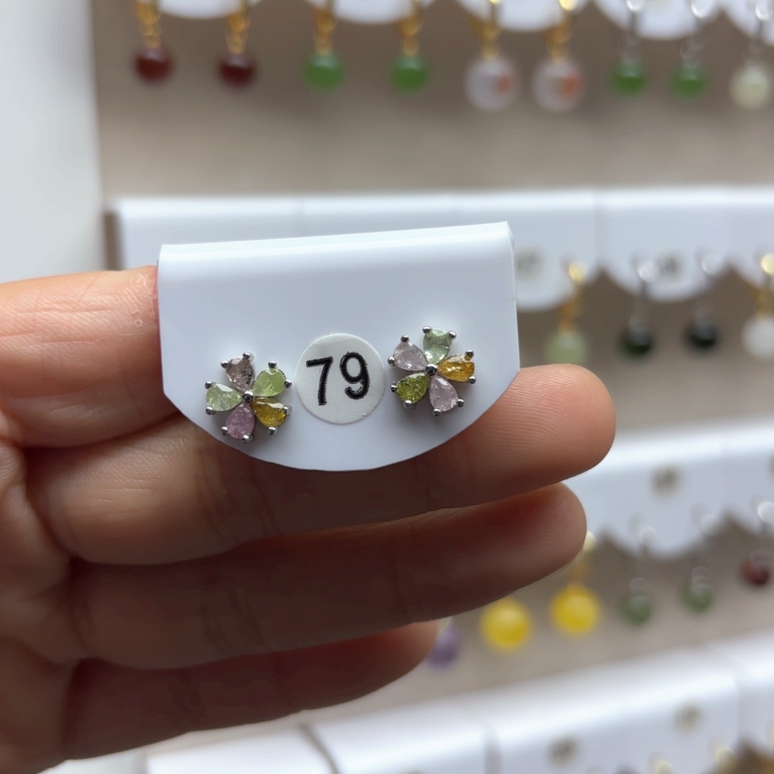 碧玺耳饰银S925镶嵌碧玺