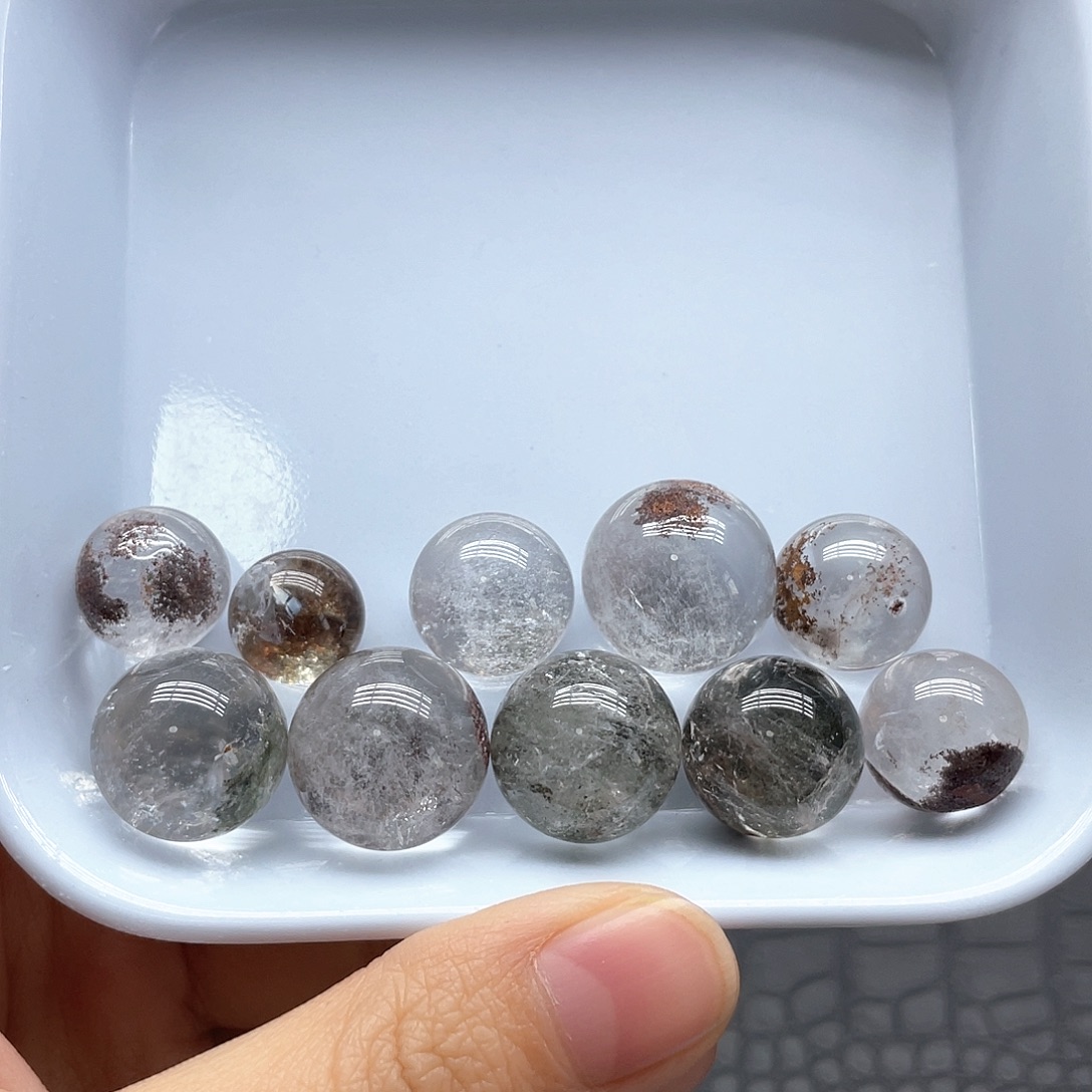 水晶未镶嵌珠宝半成品76绿幽灵单株组合无裂