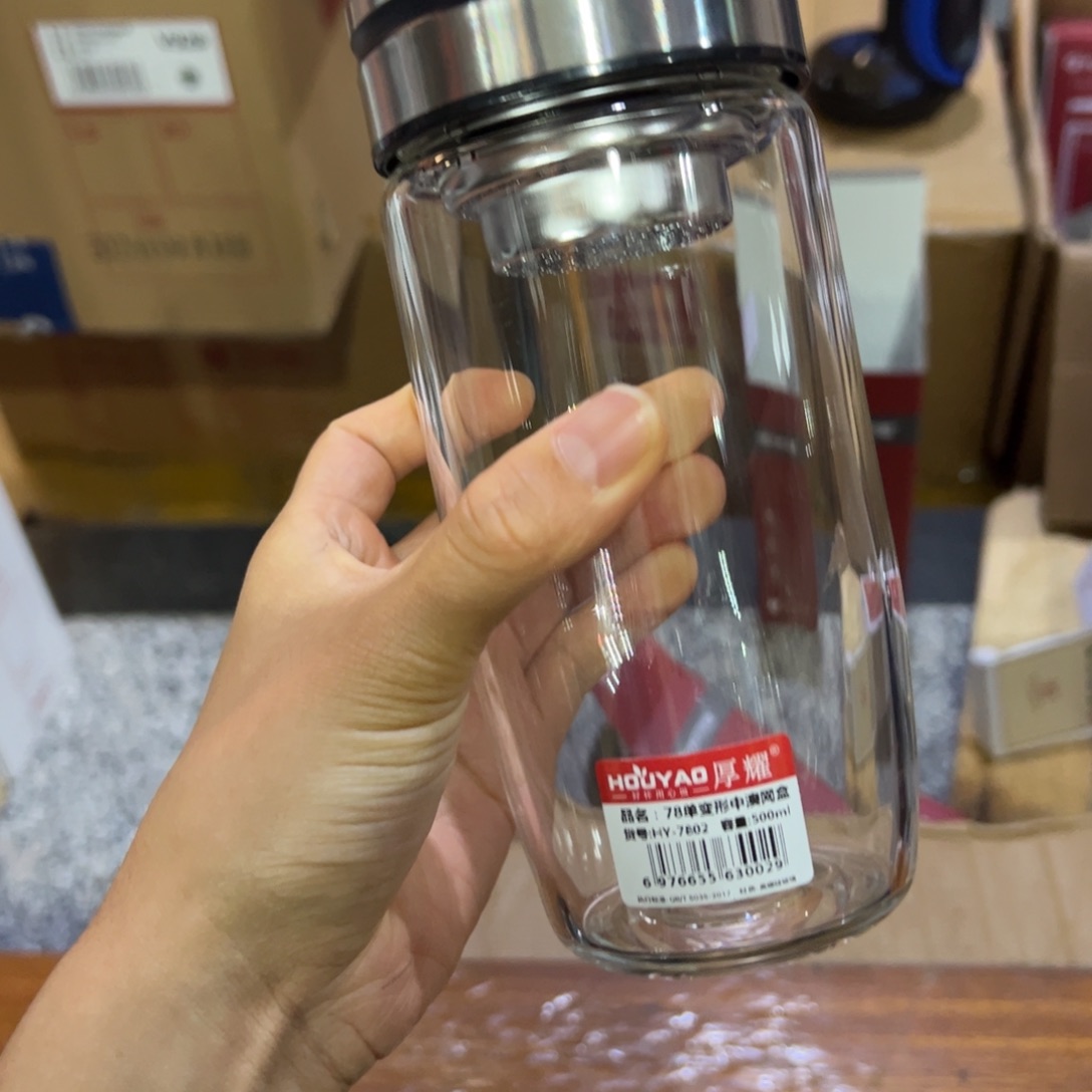 厚耀单层烫手玻璃杯500黑色玻璃杯