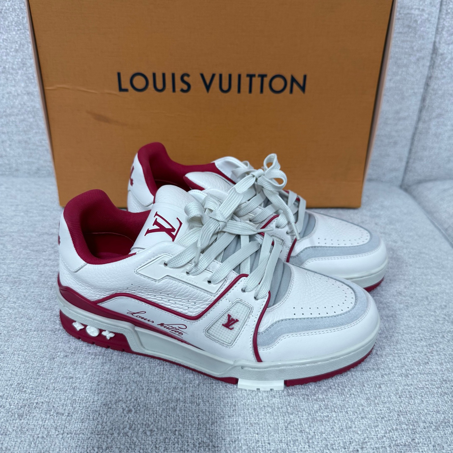 99新 LouisVuitton/路易威登 红白trainer板鞋 3码
