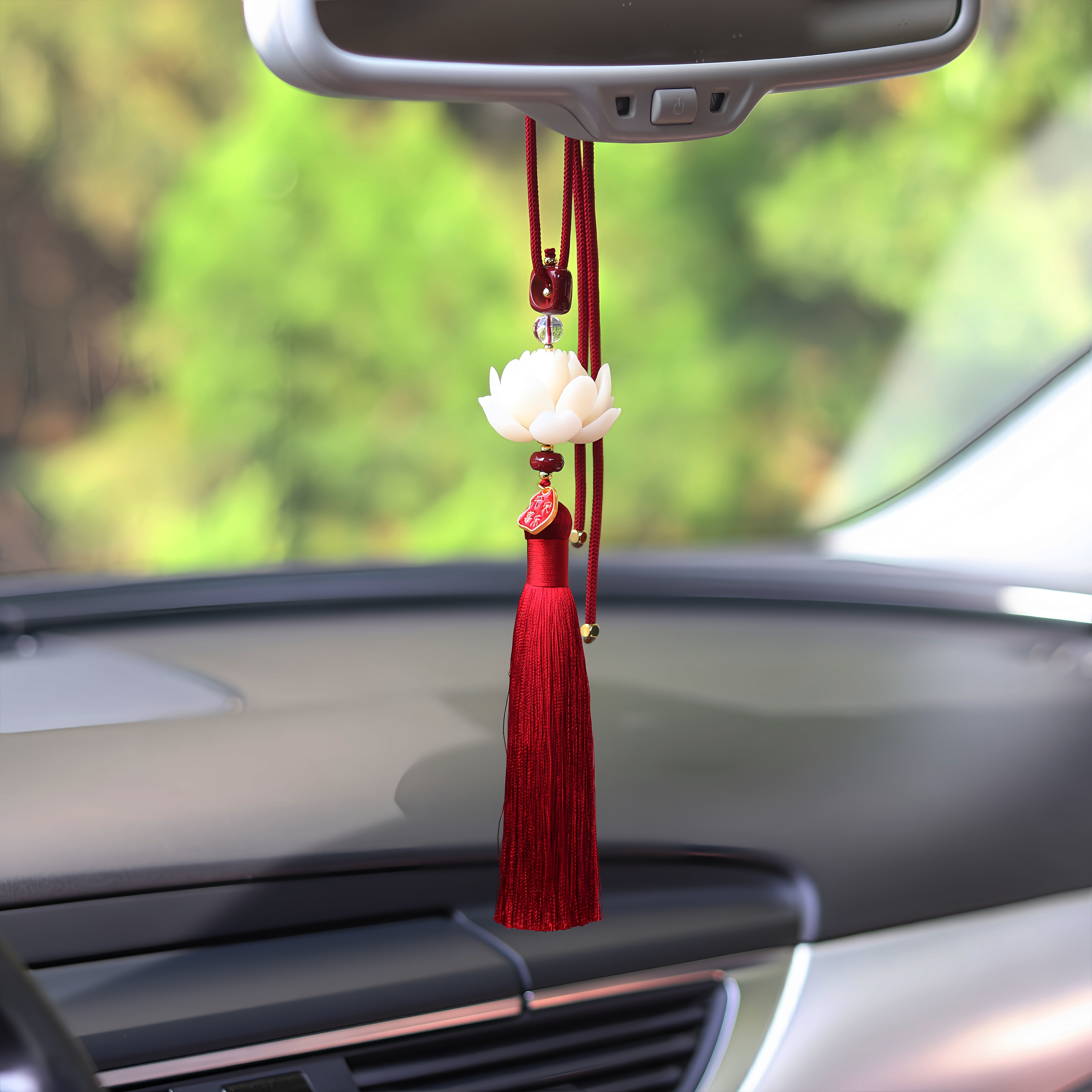 高端白玉菩提平安喜乐一朵莲车内挂件饰品高级感车载装饰品礼物