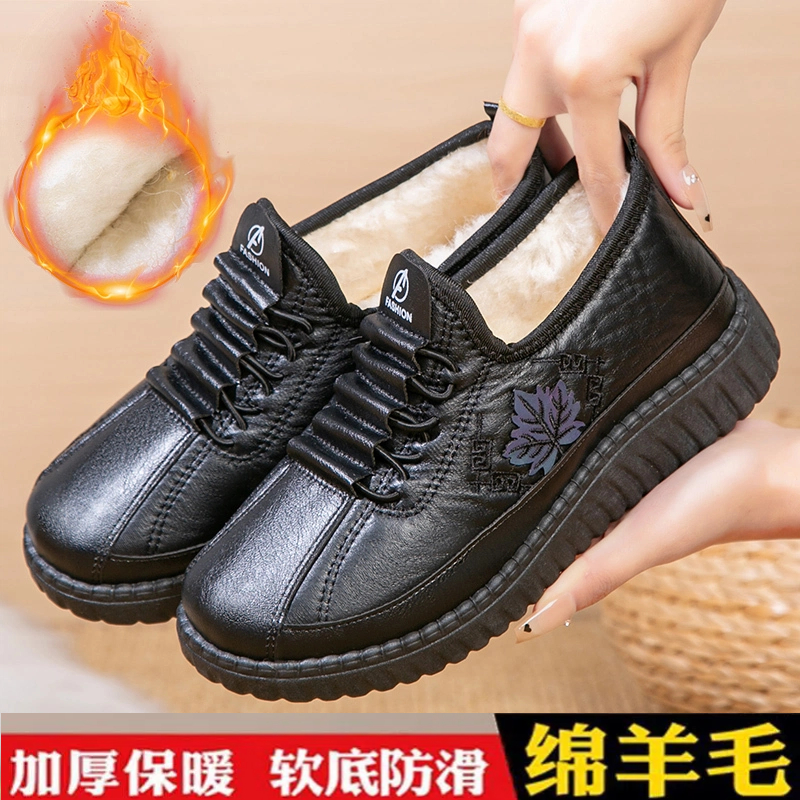 【反季清货】加厚绵羊毛保暖中老年防水棉鞋雪地靴防滑软底妈妈鞋