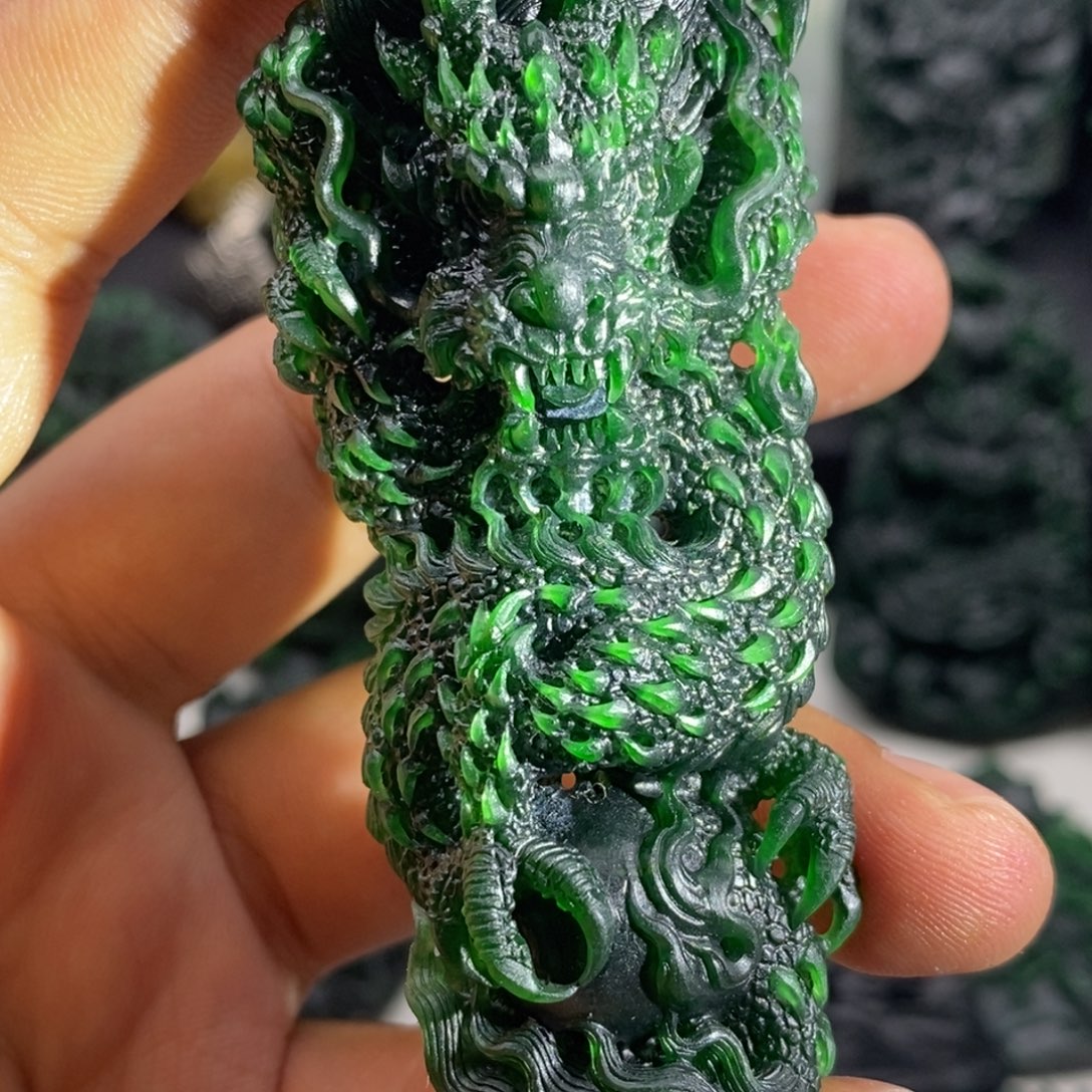 定制翡翠未镶嵌天然翡翠A货龙柱