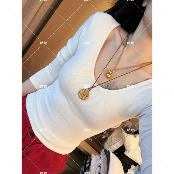 哝NONG-【大圆领T恤】2025秋冬新款大圆领设计长袖上衣0692510