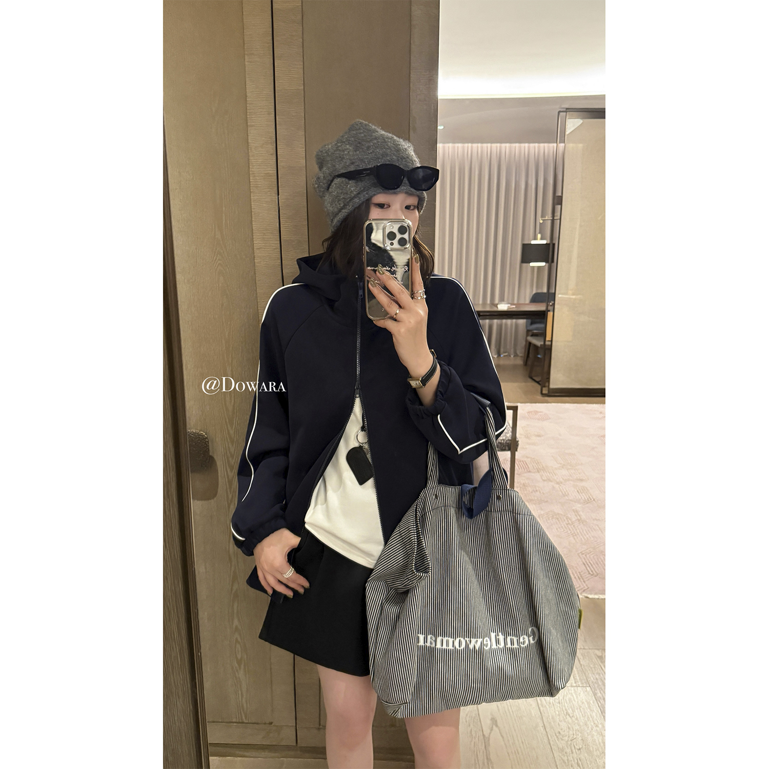 现货大婉酱微胖定制【秋夜外套】设计感连帽卫衣休闲宽松外套0100D 