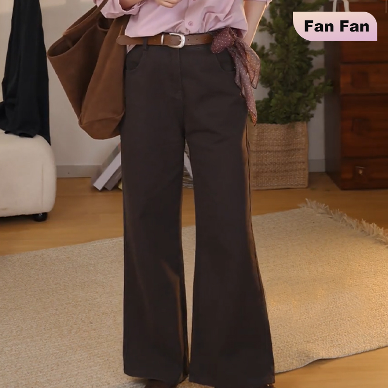 复古咖色直筒牛仔裤女2025秋冬美拉德宽松高腰显瘦窄版阔腿裤子