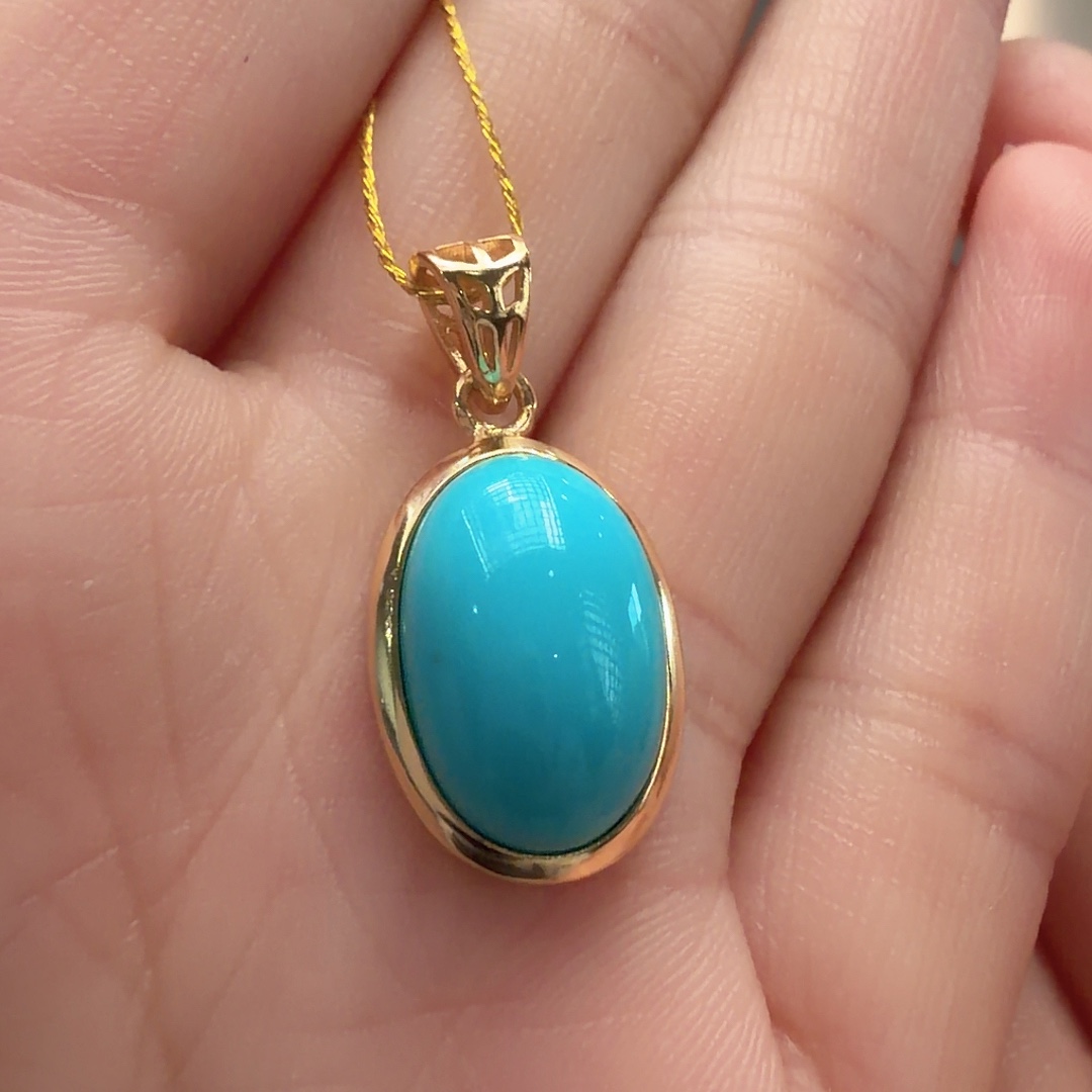 绿松石银S925镶嵌颈饰