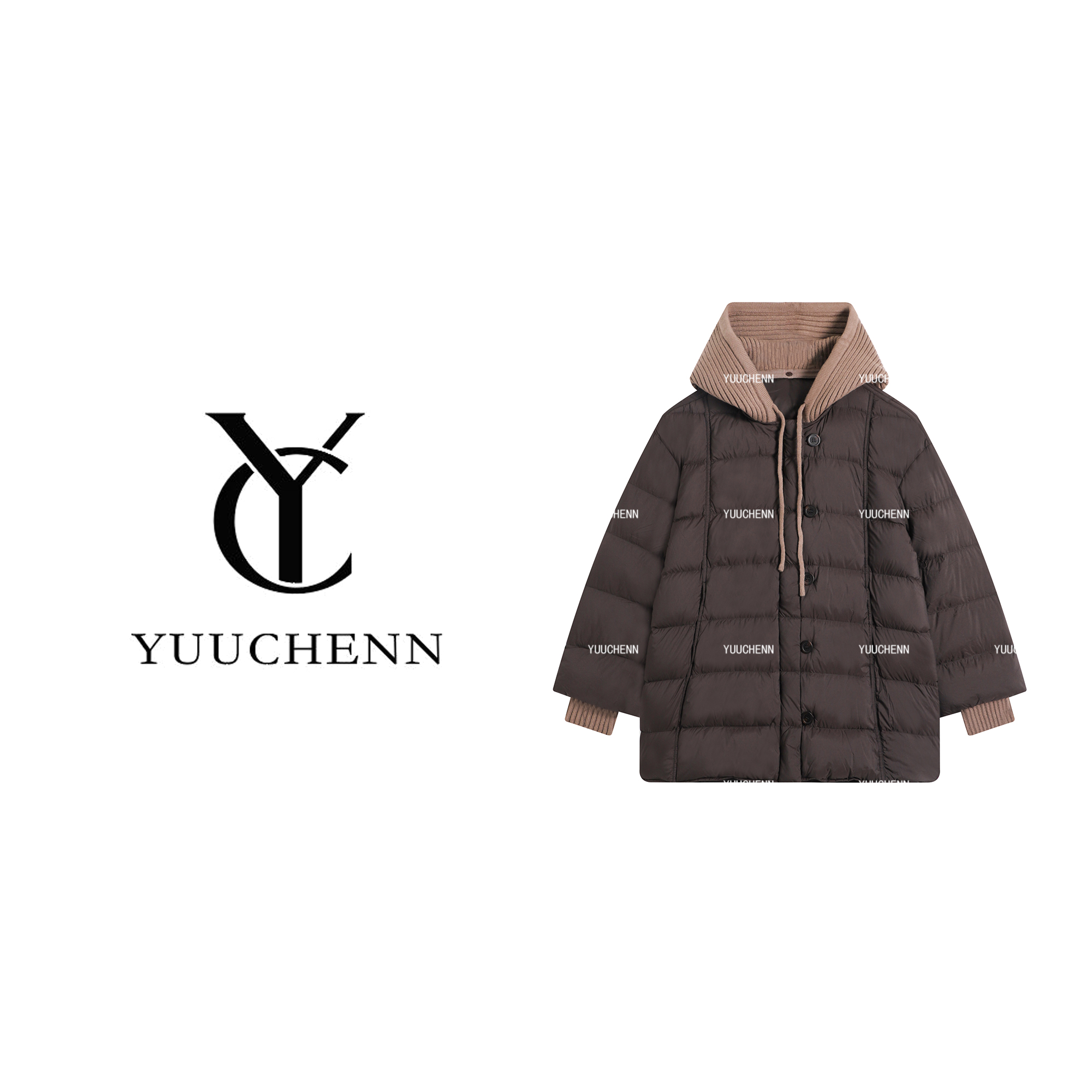 YUUCHENN“冬日来信”90白鹅绒羽绒服连帽女士外套25C-W80022