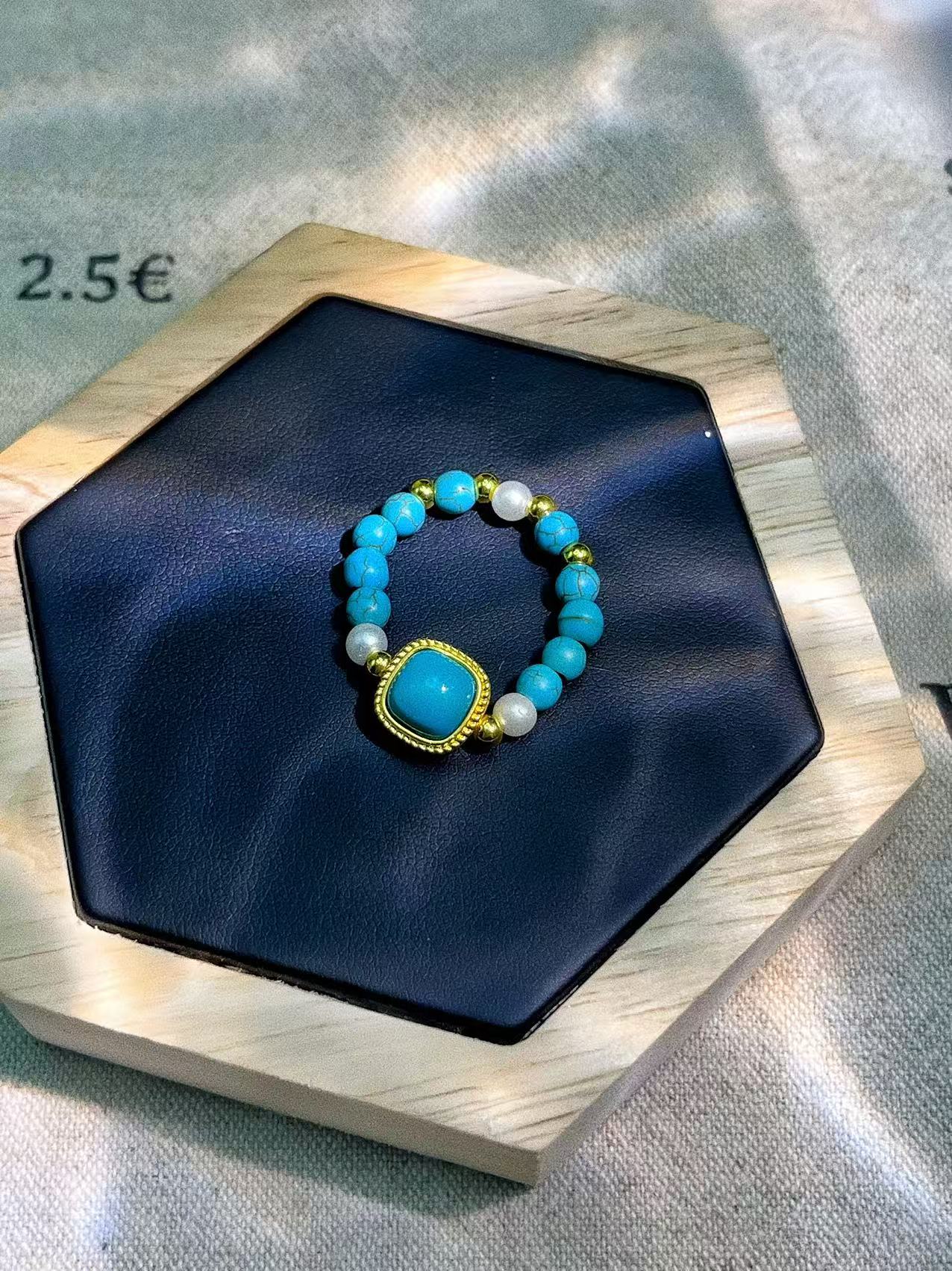 原创设计款天空蓝气质方糖戒指一-100999