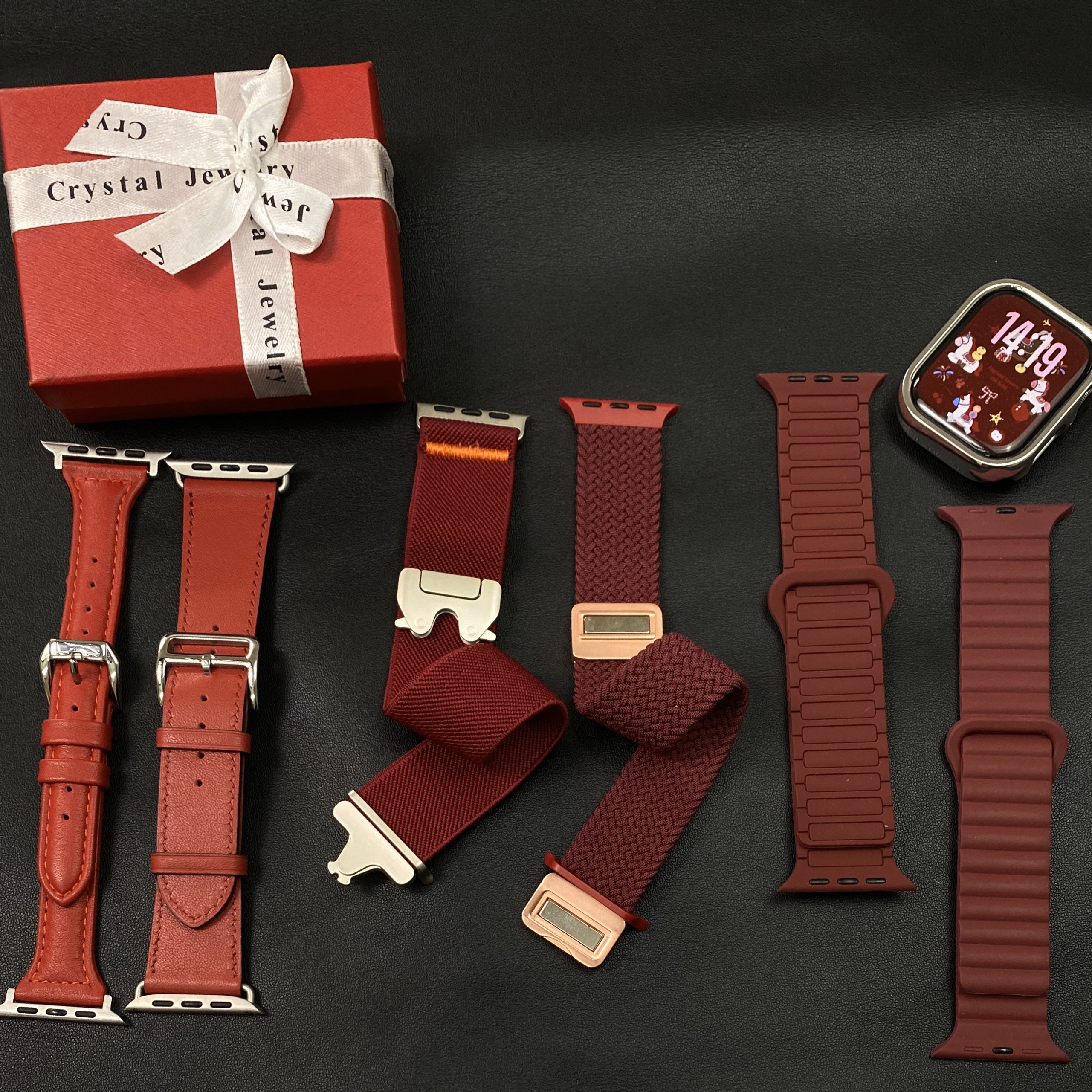 新年红表带适用iwatch苹果S11/10手表表带applewatchs9/8/7代表带