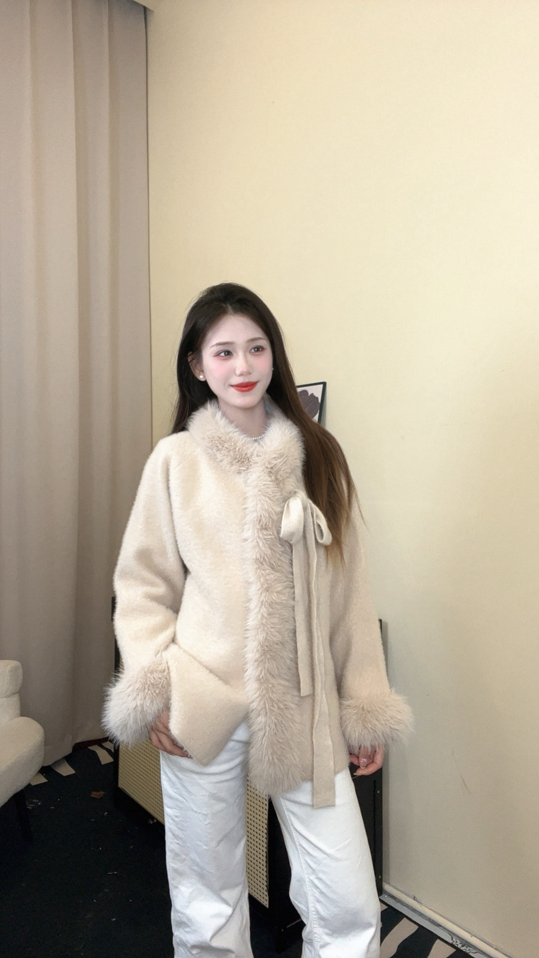 【王哥精选】秋冬新款时尚气质百搭高级感蝴蝶结系带小香风-25025