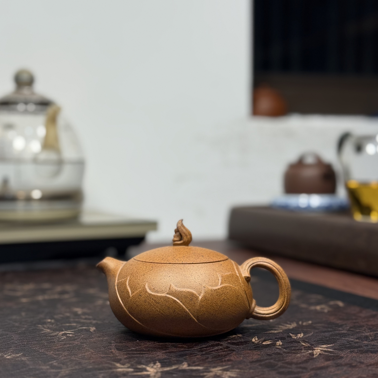 原矿黄龙山黄金段泥柴烧扁西施230毫升（微瑕）宜兴茶具套装紫砂壶