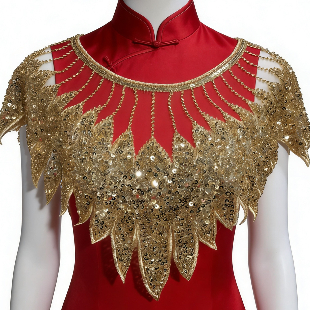 印度重工日常百搭中国风披肩气质法式长流苏钉珠旗袍礼服云肩