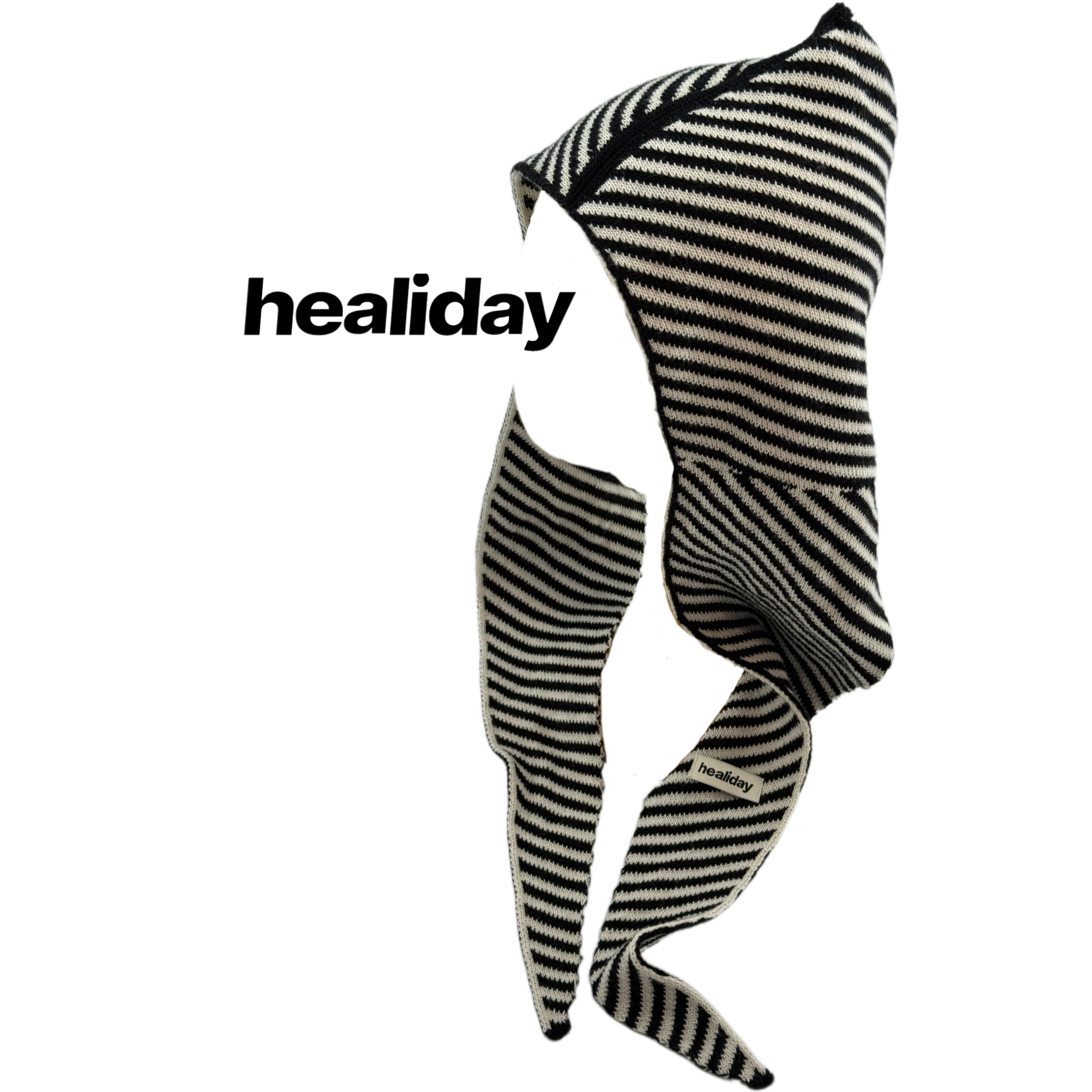 healiday 任意搭条纹连帽披肩 毛线针织帽子围巾一体保暖围脖秋冬