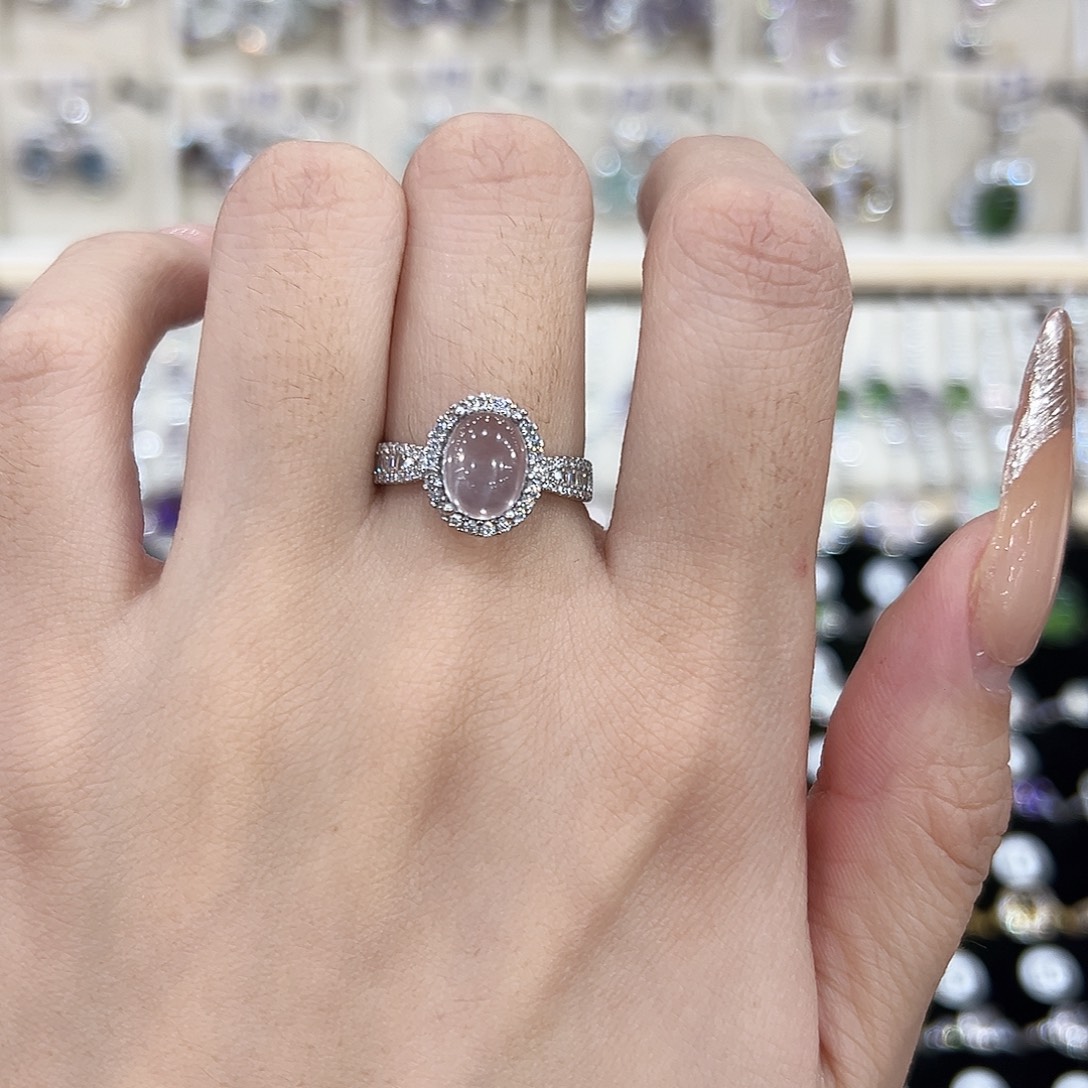 福***仪戒指银S925镶嵌芙蓉石