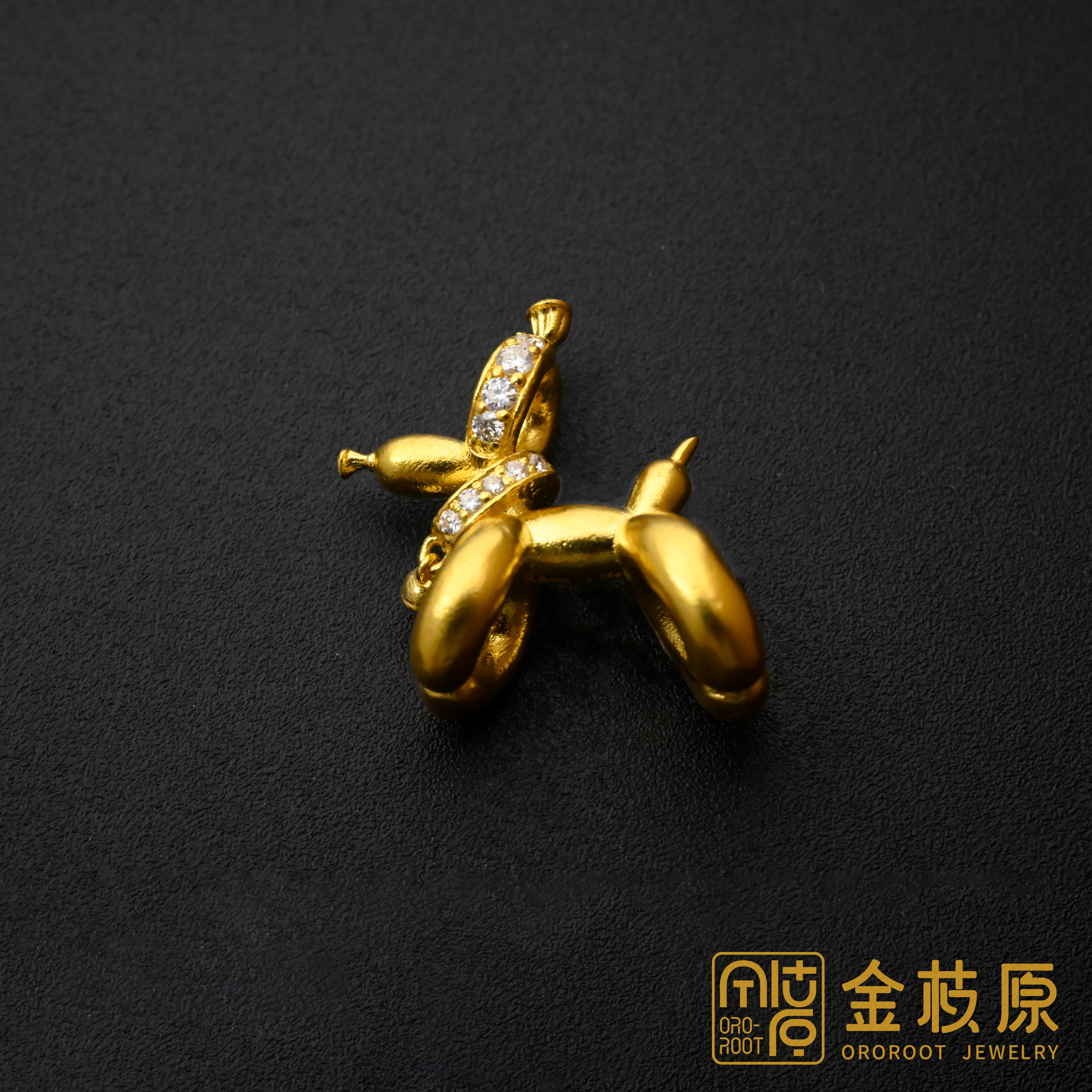 【金枝原】足金999 莫桑气球小狗吊坠