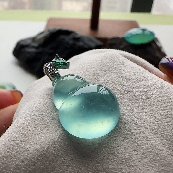 岫玉银S925镶嵌吊坠(不含链)岫玉