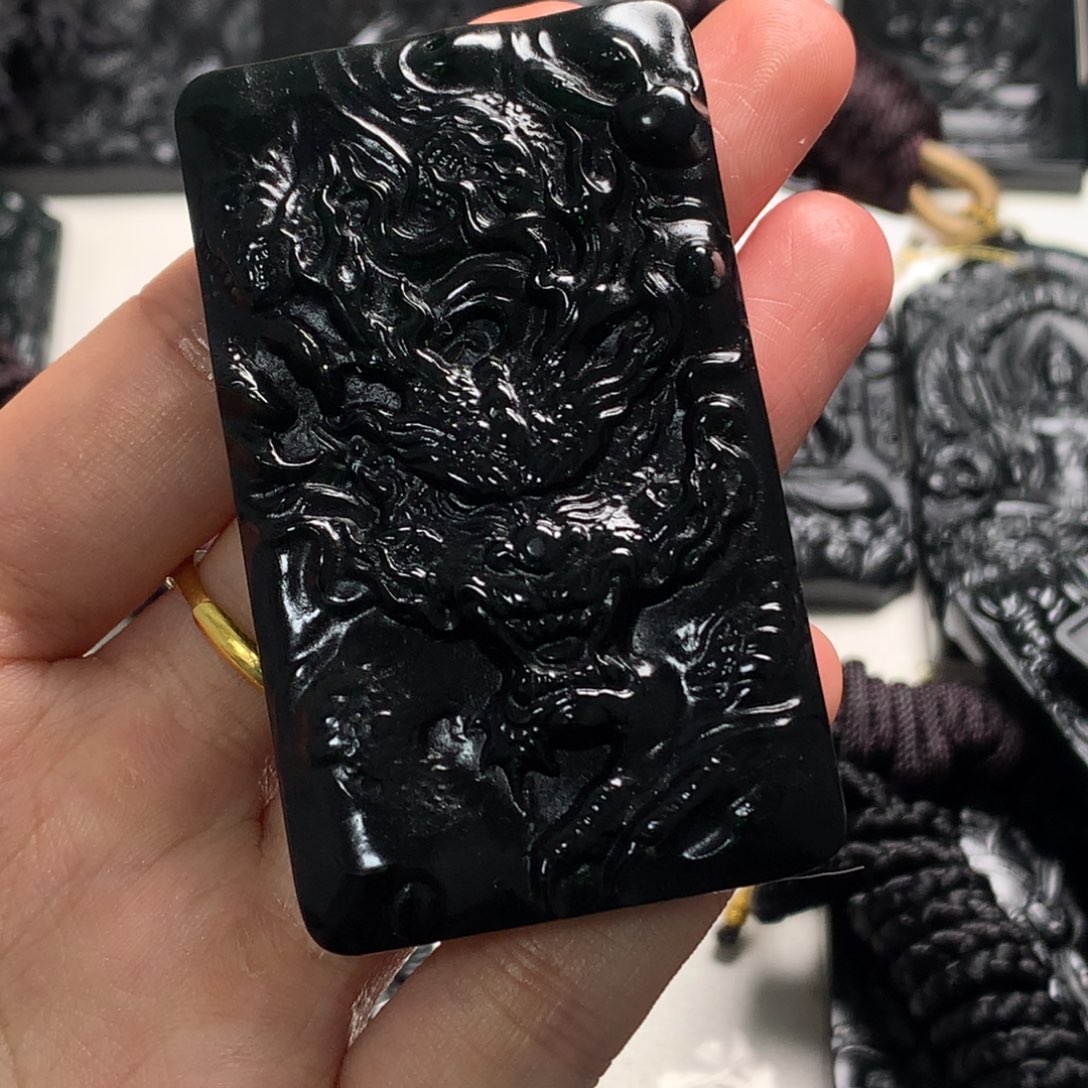 天然缅甸a货钢琴黑挂件