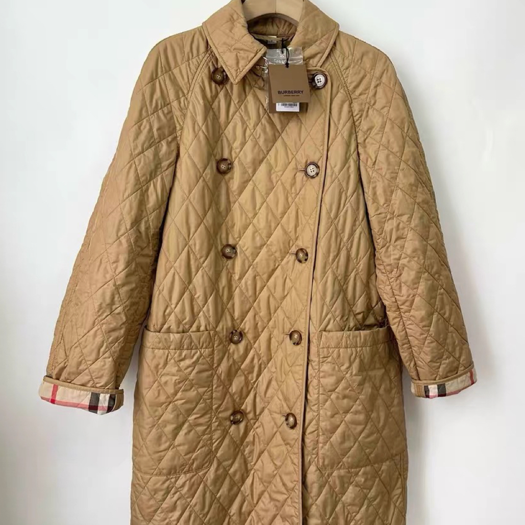 99新 BURBERRY/博柏利 纯色中长款棉服外套/L码/C01597