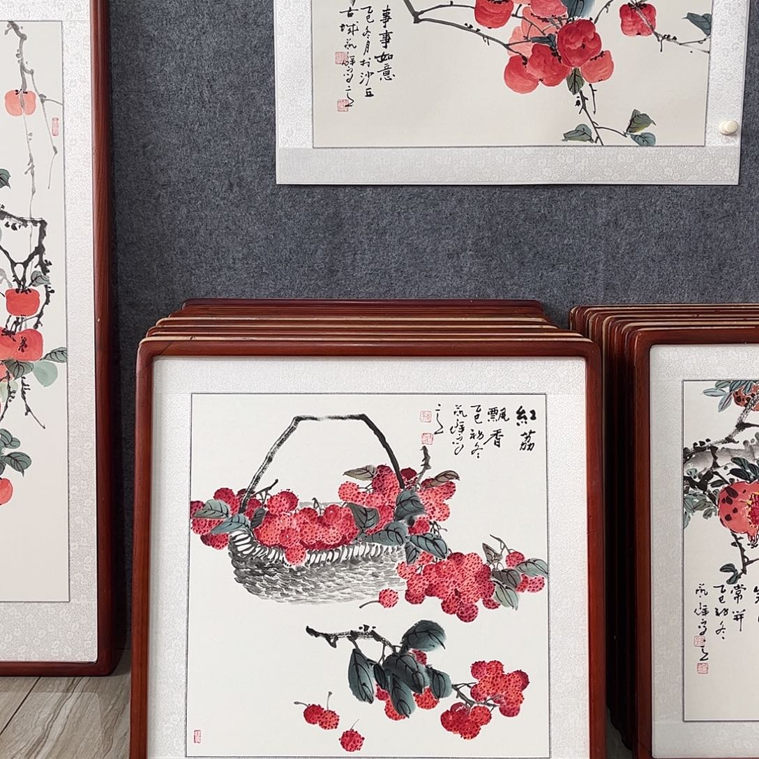 国画书画作品带框63×63