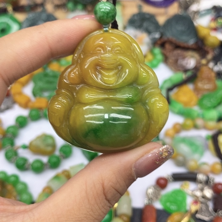 翡翠未镶嵌颈饰咖*啡项链14