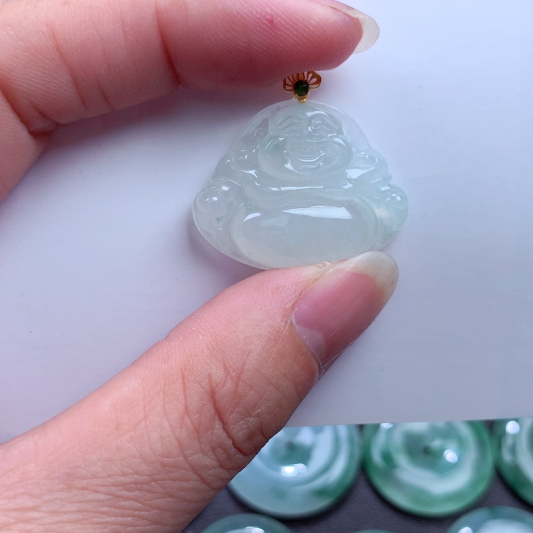 翡翠吊坠(不含链)18K金镶嵌