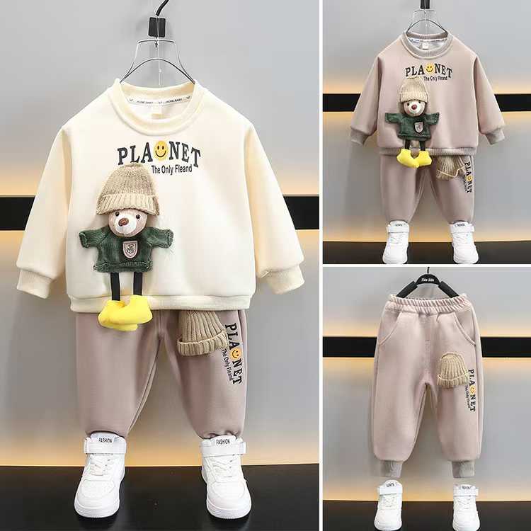 儿童套装长袖洋气时尚休闲百搭韩版春季帽子小熊套装洋气时尚休闲