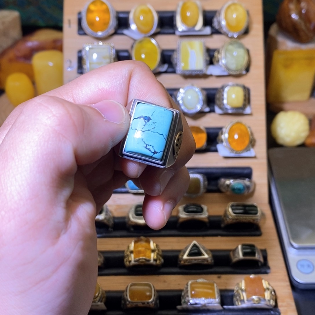 绿松石戒指银S925镶嵌归**?