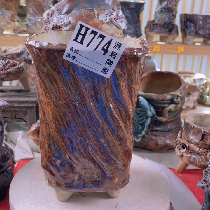 紫砂花盆景德镇陶瓷774瑕疵