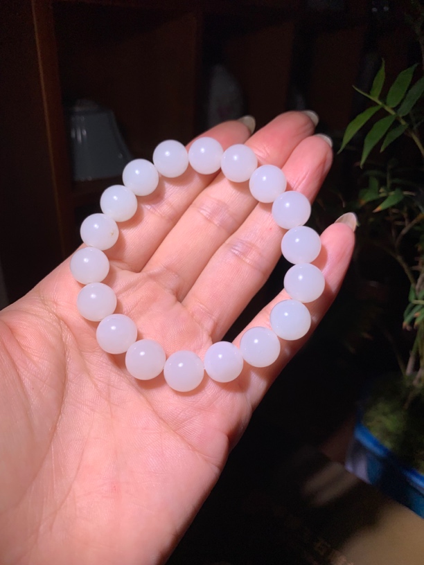 白玉圆珠手串 尺寸1.2圆珠 同料出 颗颗精选 