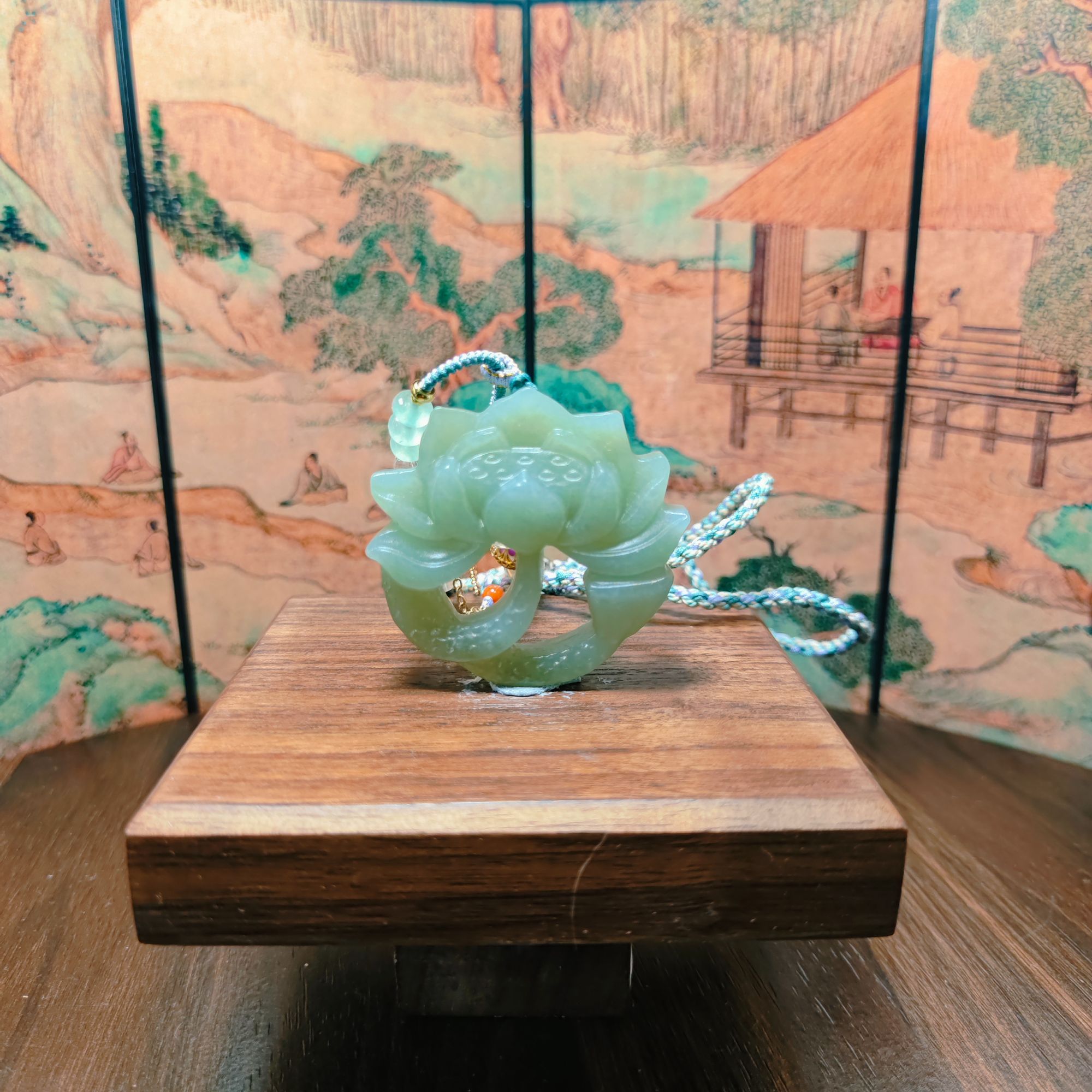 Z和田玉莲花吊坠0428