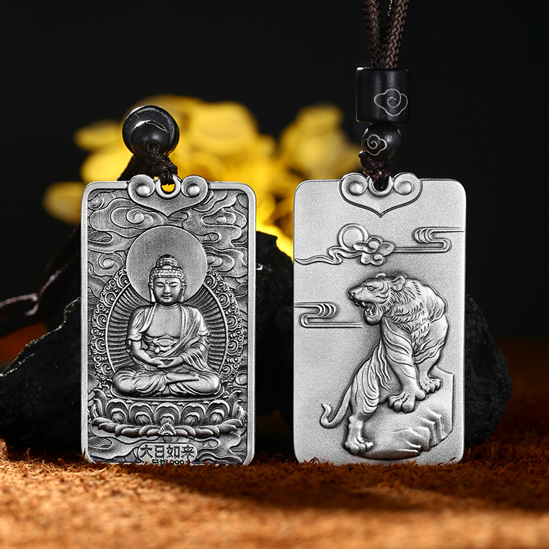 吊坠足银 古法本命佛吊坠999纯银男女蛇年本命年实心复古十二生肖