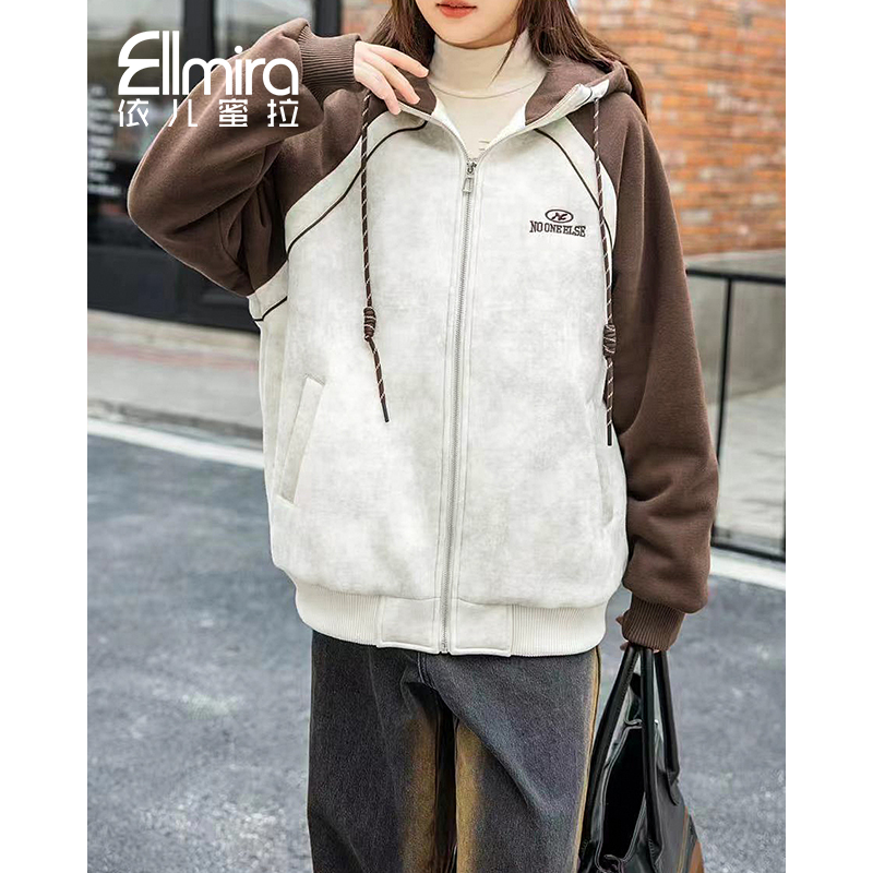 8778卫衣开衫外套加棉加厚连帽冬季2024新款洋气时尚潮